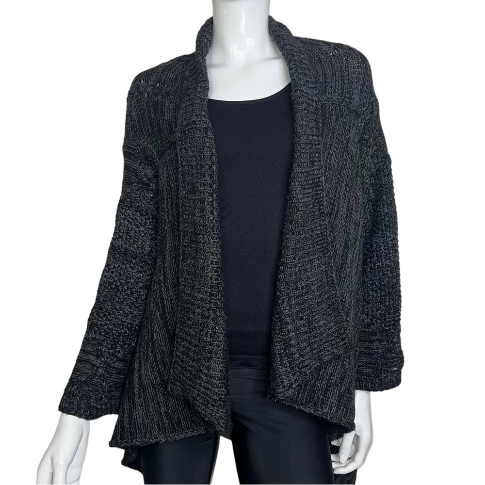 Obey Cable Knit High Low Grey Sweater Cardigan